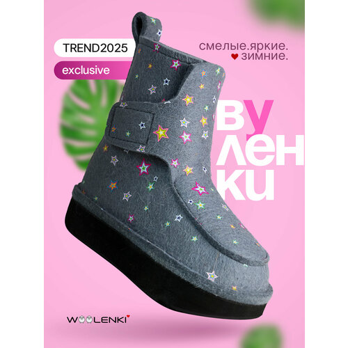 фото Валенки woolenki woolenki 2025, размер 38, серый + авторский принт "galaxy"