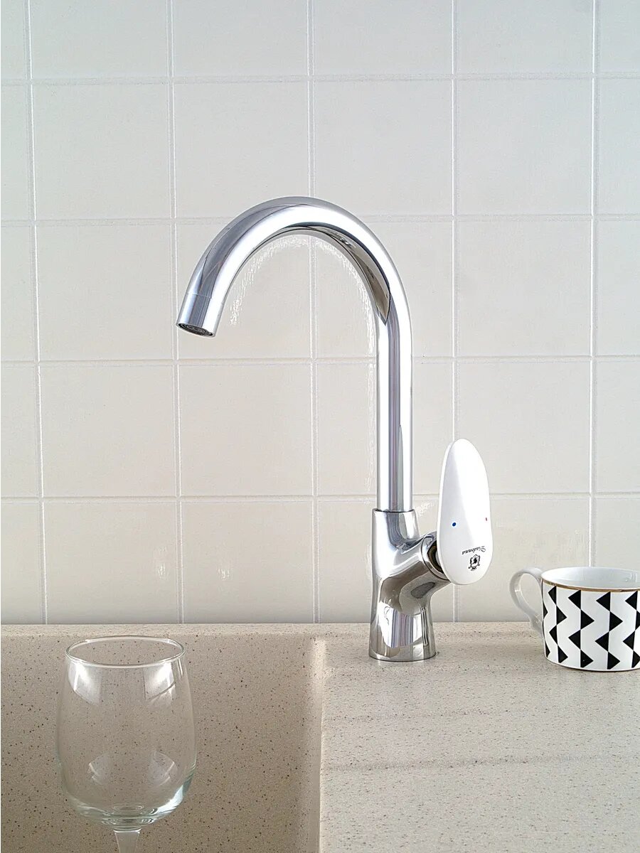 Смеситель Diadonna, для кухни, одно рычажный, латунь, хром, высокий излив — фото 1