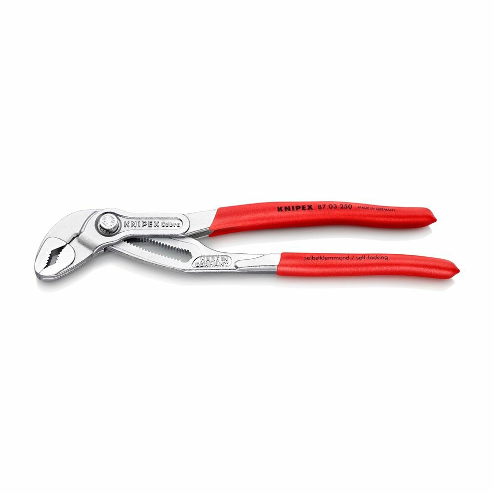 Клещи переставные KNIPEX COBRA зев 50 мм, длина 250 мм, хром, обливные ручки KN-8703250 — фото 1
