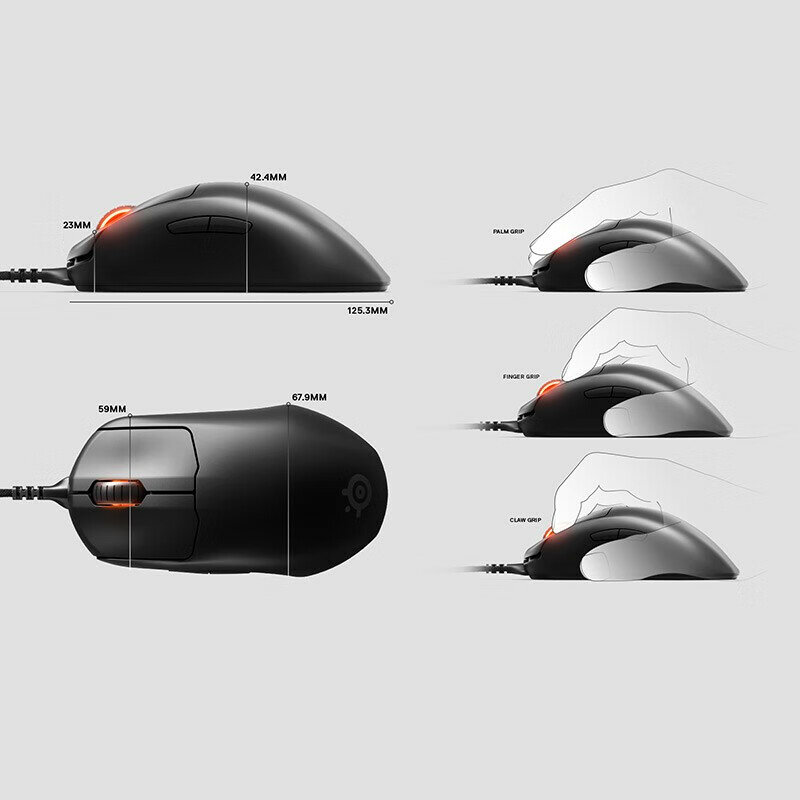 Мышь SteelSeries Prime Mini Wireless, игровая, оптическая, беспроводная, USB, черный [62426] - фото №5