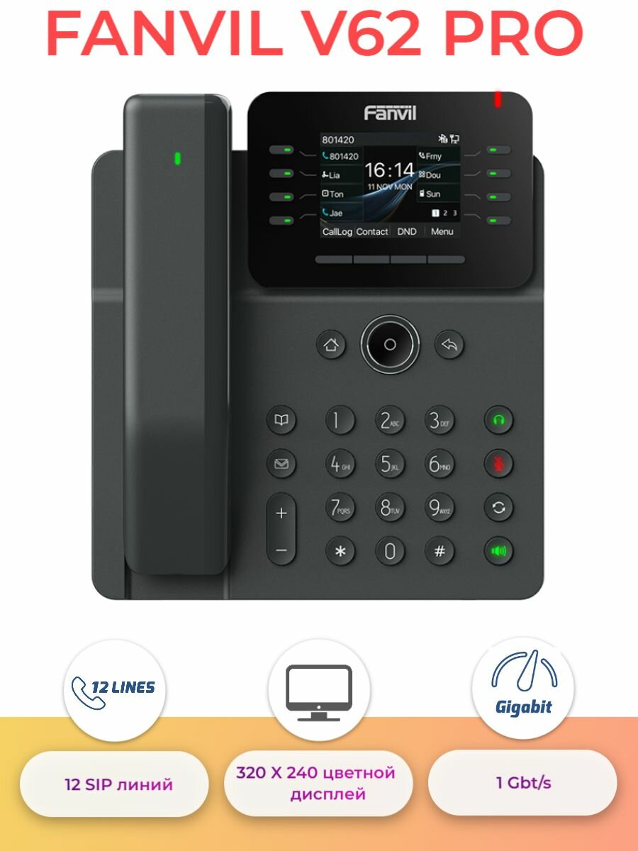 IP-телефон Fanvil V62 Pro, с беспроводной трубкой, цветной экран