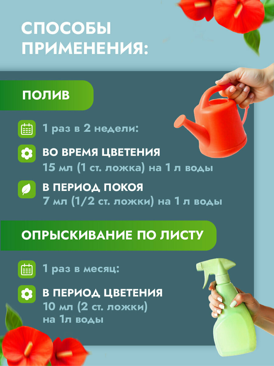 Удобрения Для Растений Удобрение для комнатных растений Био-коктейль для антуриума ТМ Happy 250мл-2шт