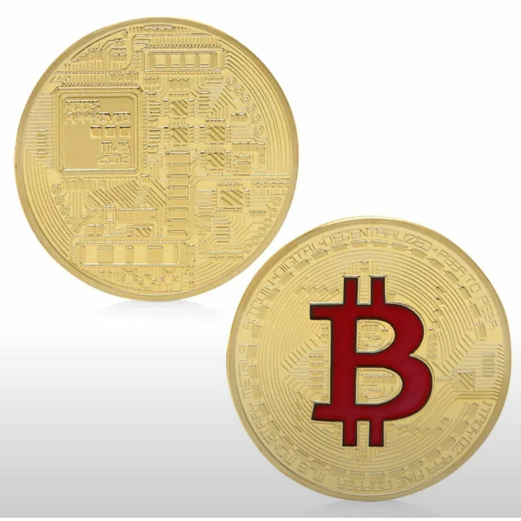 Сувенирная монета Биткойн Bitcoin GOLD RUBY