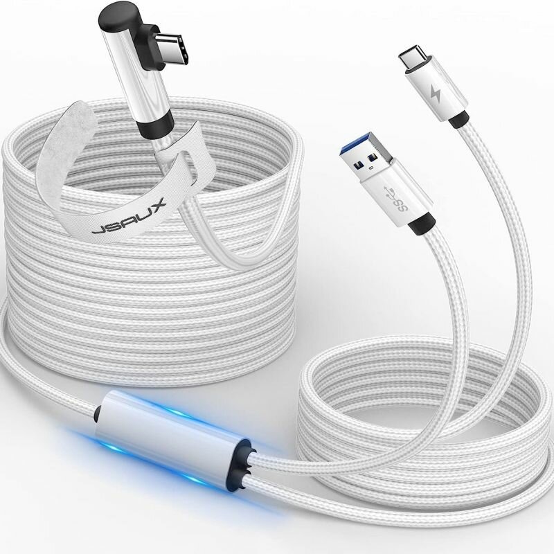Соединительный кабель USB-C 2-в-1 для аксессуаров Meta/Oculus Quest 3/2, высокоскоростное зарядное устройство JSAUX USB 3.0, совместимое с Quest 3 2 1 Pro Pico 4