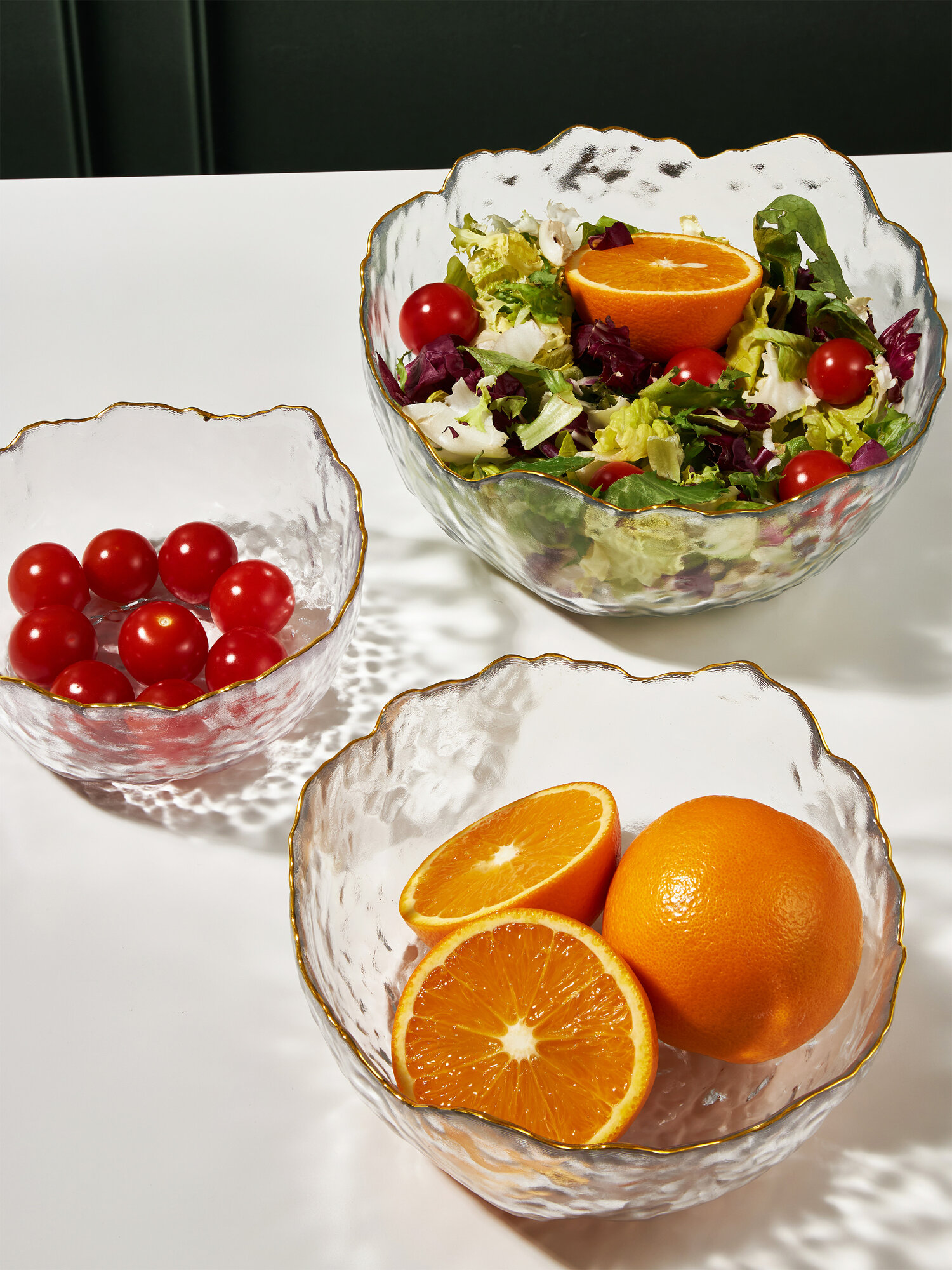 Салатники стеклянные с золотой каймой, набор 3 шт. Good Sale — фото 1