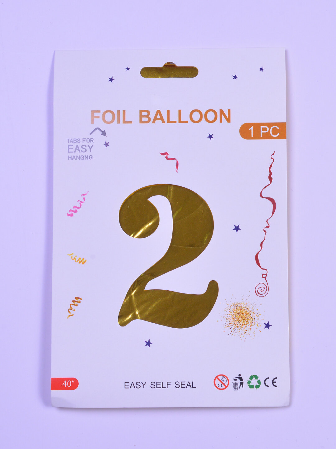 Шар фольгированный "Цифра 2", золотистый, 92см, для праздника — фото 1