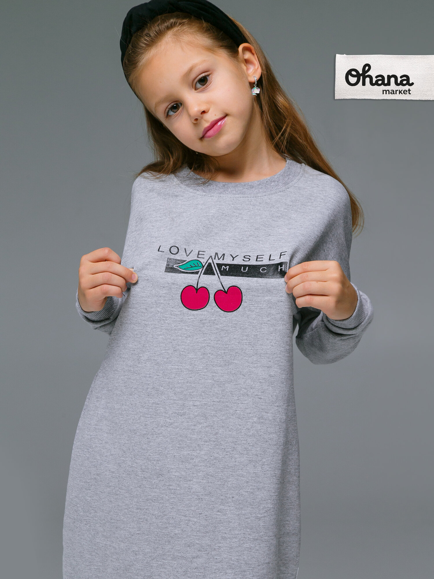 Толстовка Ohana kids для девочек, размер 152, светло-серый меланж — фото 1