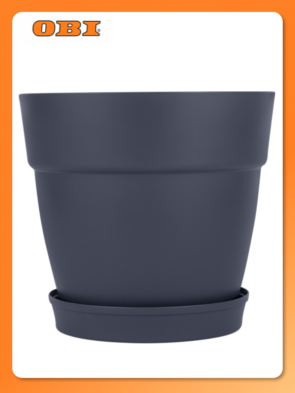 Горшок для цветов INGREEN VILLA DE FIORI 48л 46 5х46 5х43  D465мм  на колесиках  вулканический серый