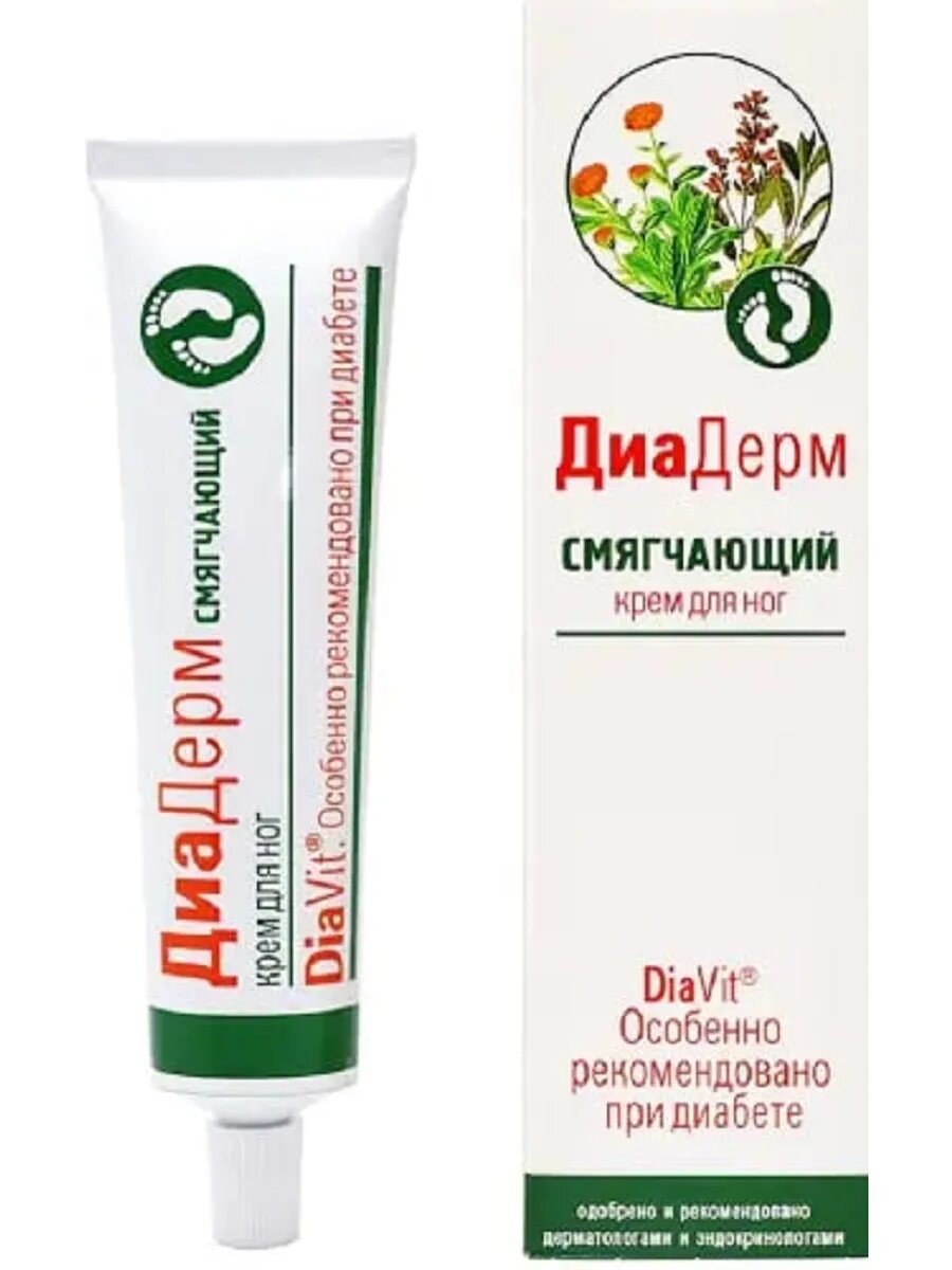 Крем для ног DASCO Диадерм, смягчающий, с экстрактами мяты, шалфея и календулы