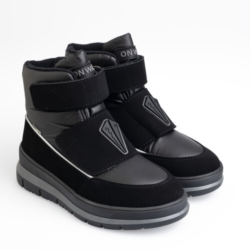 фото Ботинки onway tuonoclyder 14123t-02, демисезон/зима, на липучках, мембранные, нескользящая подошва, размер 30, черный