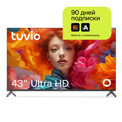 43” Телевизор Tuvio 4К ULTRA HD DLED Frameless на платформе Яндекс.ТВ, TD43UFGCV1, темно-серый