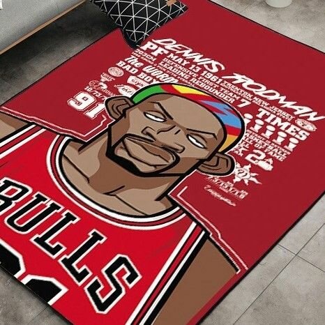 Коврик 50x80 см nba chicago bulls безворсовый ковёр Denis Rodman - фотография № 1