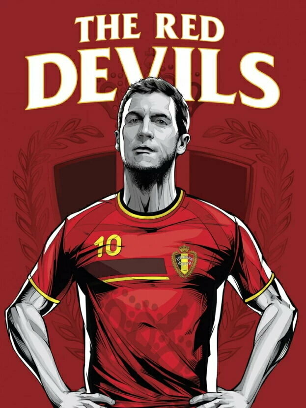 Плакат постер на холсте Red devils/Красные дьяволы/спорт. Размер 21 х 30 см