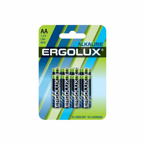 Батарейка Ergolux Alkaline 8шт/бл (LR6 BP8, 1.5В) (14815) батарейка gigant alkaline аа lr6 gba 2a 18