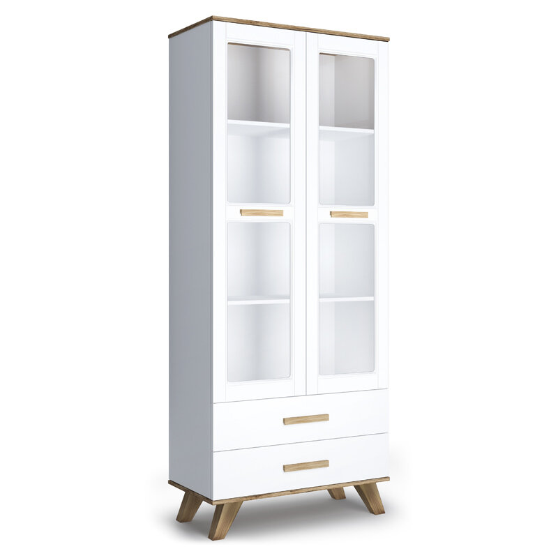 фото Шкаф-витрина Кураж Вега Скандинавия 800 Белый, Дуб Каньон, глянец белый