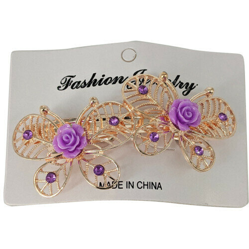 Fashion Jewelry Заколка-автомат для волос "Елена" бабочка, 8,5см