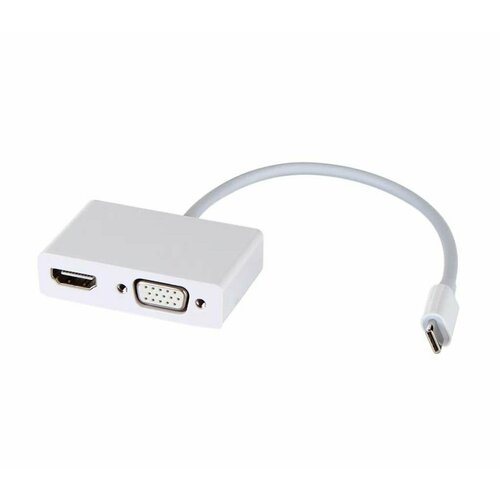 переходник usb type c hdmi gembird a cm hdmif 01 вилка розетка разрешение до 4k х 2k 30 гц длина 0 15 метра Адаптер UGREEN MM123 (30843) USB Type C to HDMI + VGA Converter белый