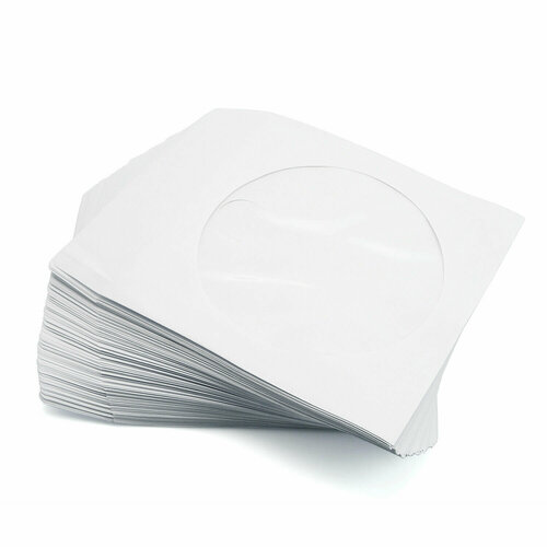 Конверты бумажные С окном белые для CD/DVD (100шт) конверт для cd dvd диска бумажный с окном упаковка 100 шт