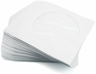Конверт для CD/DVD бумажный с окном, с вырубным язычком, белый (100шт.)