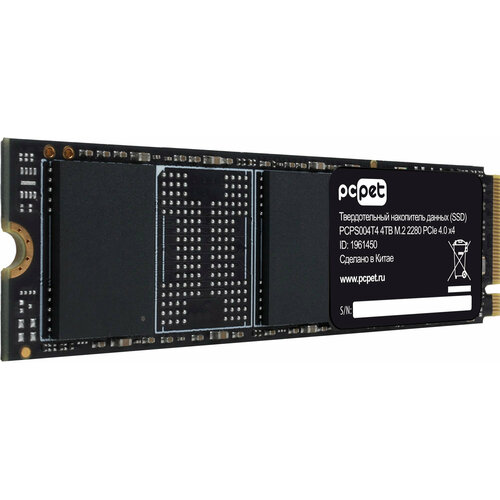 Накопитель SSD PC Pet PCI-E 4.0 x4 4TB PCPS004T4 M.2 2280 OEM накопитель ssd digma pci e 4 0 x4 4tb dgst4004tp83t top p8 m 2 2280