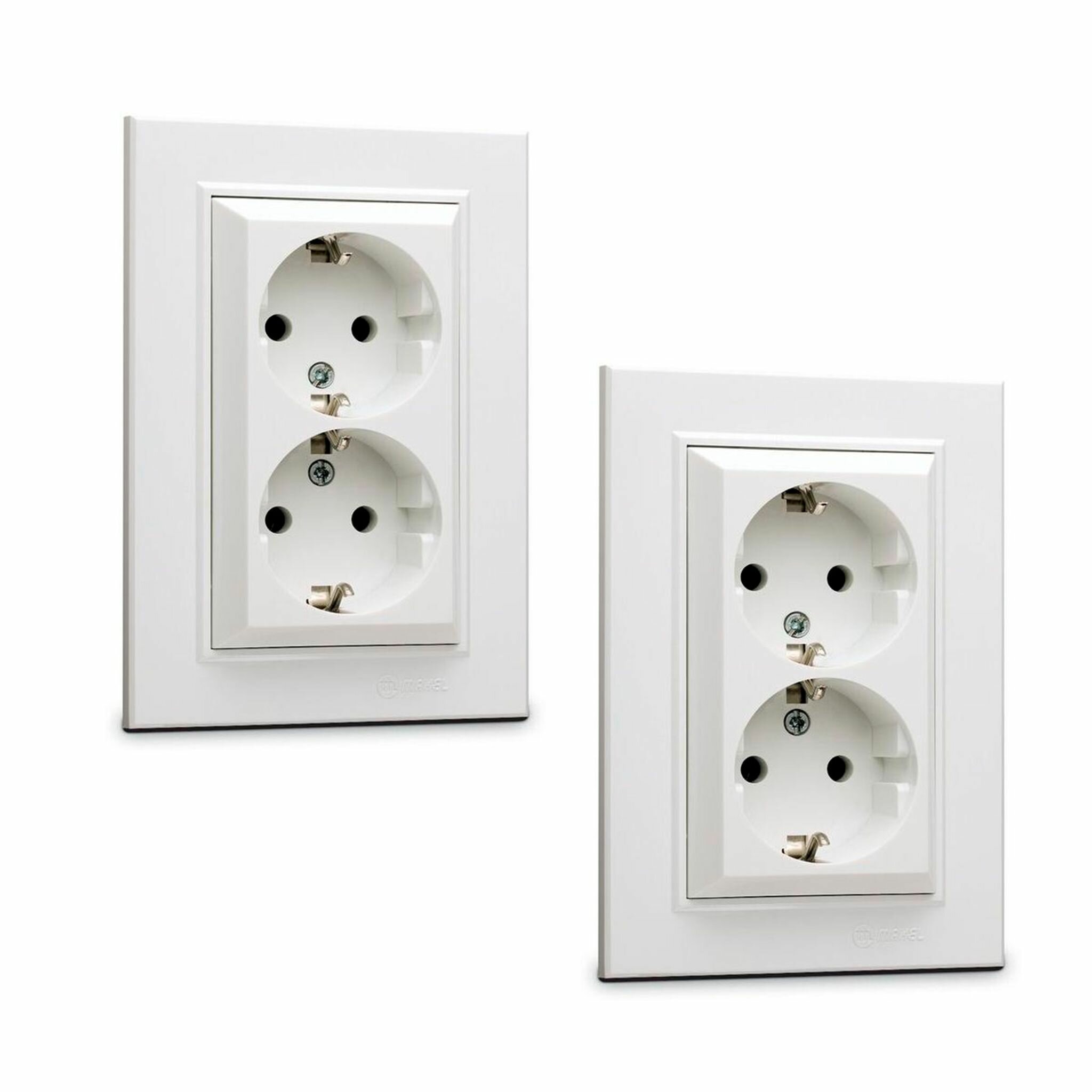 фото Розетка 2-м СП Karea 16А IP20 с/з дым. металлик Makel 56050082