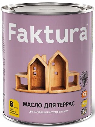 Масло Тунговое с Натуральным Воском Faktura 0.7л для Террас и Садовой Мебели для Наружных и Внутренних Работ / Фактура.