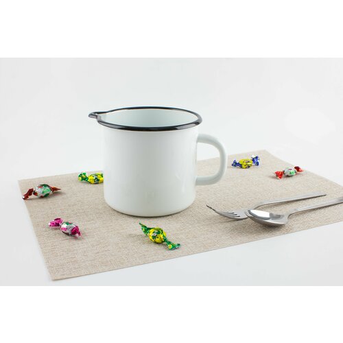 Кружка с носиком Белая 1,0 л Керченская эмаль