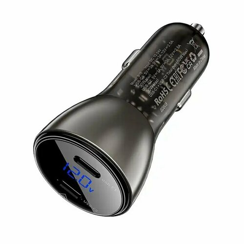 Автомобильное зарядное устройство ACEFAST B10 METAL CAR CHARGER 60W AF-B10-BK зарядное устройство acefast b9 2xusb typec black af b9 bk