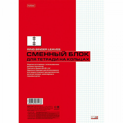 Сменный блок для тетрадей А4 80 листов (Hatber) белый арт 80CБ4В1_02449. Количество в наборе 5 шт.