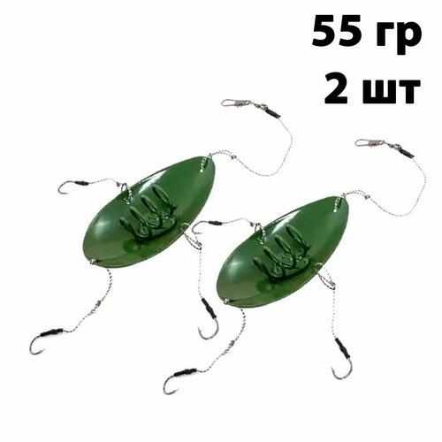 фото Монтаж донный карповый ложка 2шт. по 55 гр 3 крючка №9 fish raid