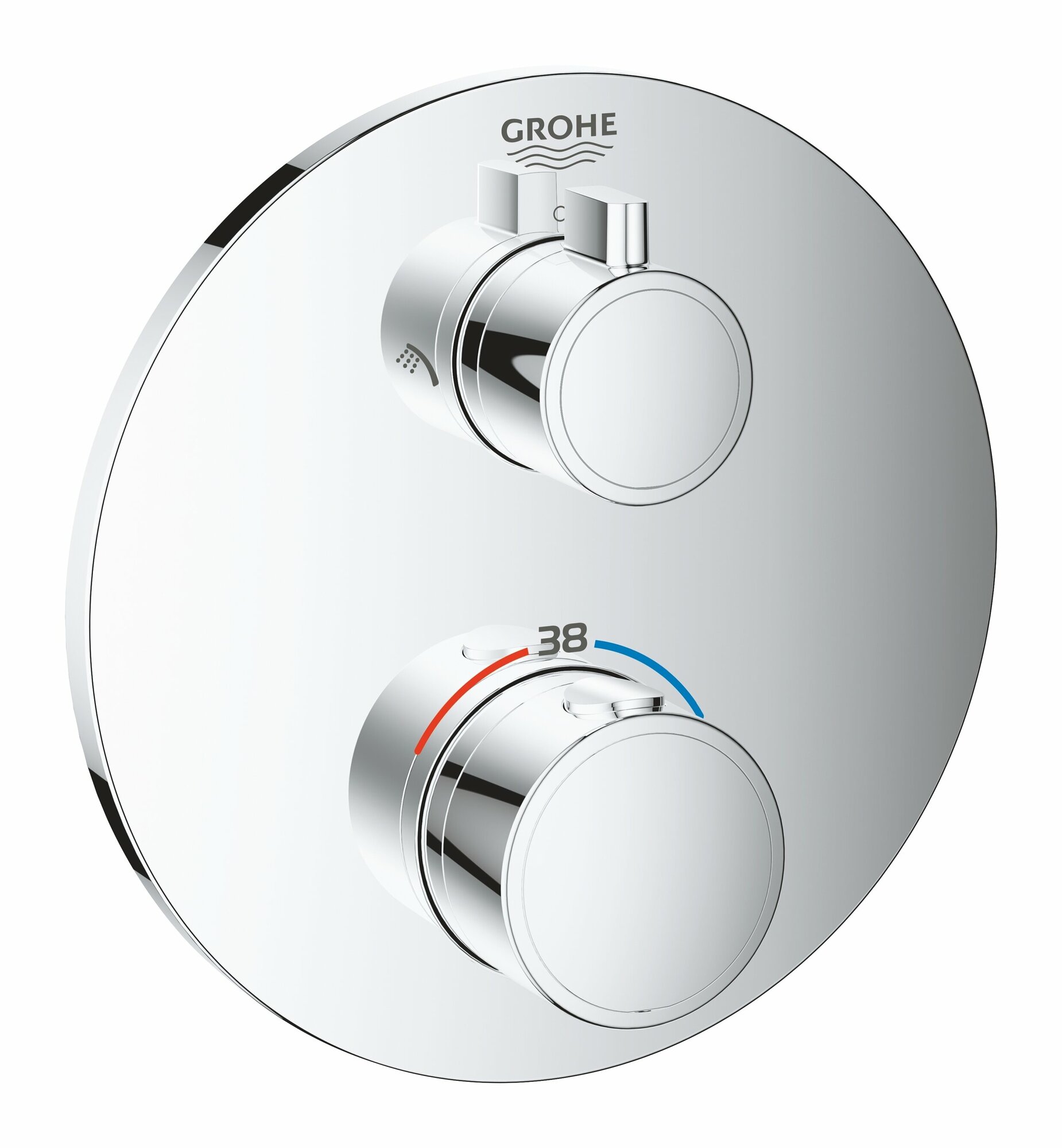 Внешняя часть термостата для душа 24076000 GROHE Grohtherm на 2 потребителя, круглая, хром