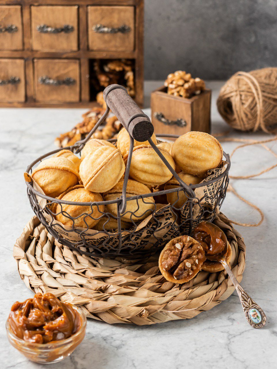 Печенье сдобное Орешки с варёной сгущёнкой и грецким орехом,1 кг - фотография № 1