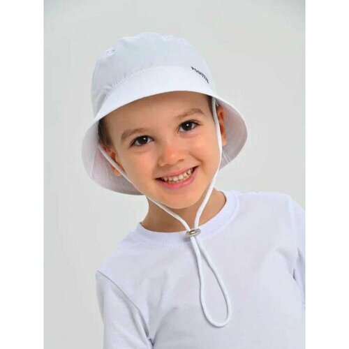 панама весенняя для малышей детская хлопковая пляжная шляпа от солнца с завязками для мальчиков и девочек зеленая Панама MarSel, размер 48-50, белый