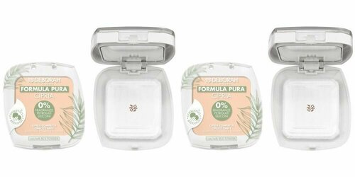 Deborah Milano Пудра для лица Formula Pura Matifying Compact Powder, матирующая, тон 02, Светло-бежевый, 9 г, 2 шт