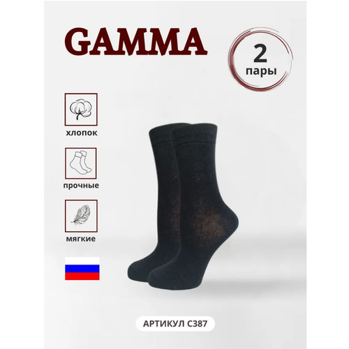 Носки ГАММА, 2 пары, размер 22-24, черный