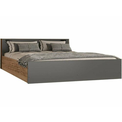 Двуспальная кровать Бася 1,6м (Графит/Дуб крафт)