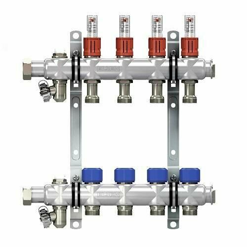 фото Коллекторная группа для теплого пола ELSEN EMi03 - 1" на 5 контуров 3/4" Евроконус