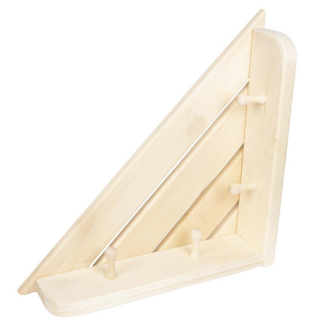 фото Полка для бани Банная линия, 12-478, угловая, 4-рожковая, 58 х 11 х 29 см