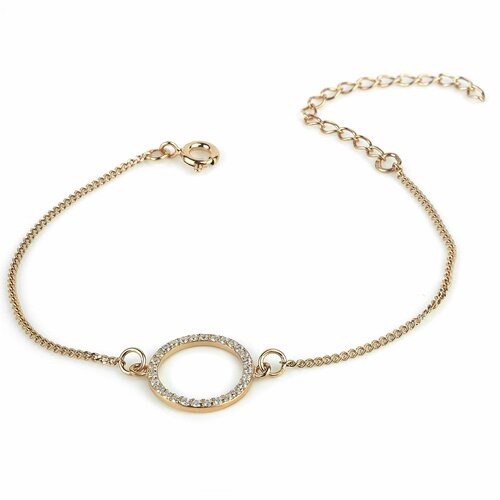 Браслет Sirius Jewelry, серебро, 925 проба, золочение, фианит, длина 16 см., золотой