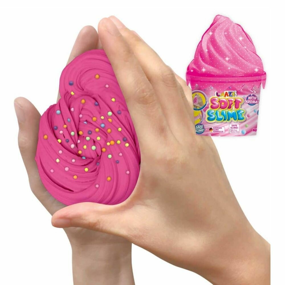 Слайм CRAZE Soft Slime мягкий ароматизированный с пенопластовыми шариками, желтый, 40 г