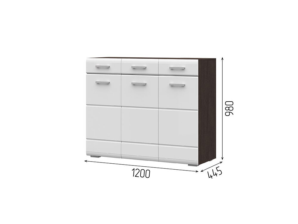 фото Комод Вегас 1200*985*446 венге/белый глянец