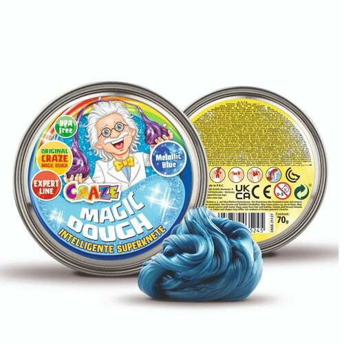 фото Тесто для лепки craze magic dough опыты профессора, синий металлик, 70 г (тесто попрыгунчик)