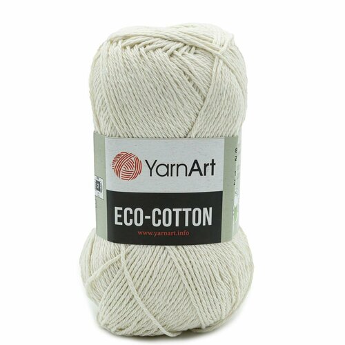 Пряжа для вязания YarnArt 'Eco Cotton' 100гр 220м (80% хлопок, 20% полиэстер) (762 кремовый), 5 мотков