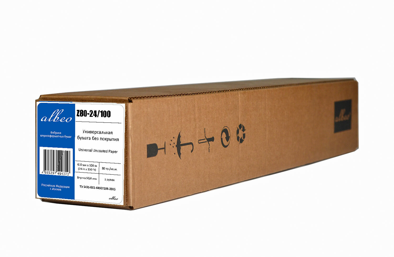 Бумага для плоттеров и инженерных систем А1+ Albeo InkJet Paper 610мм x 100м, 80г/кв. м, Z80-24/100