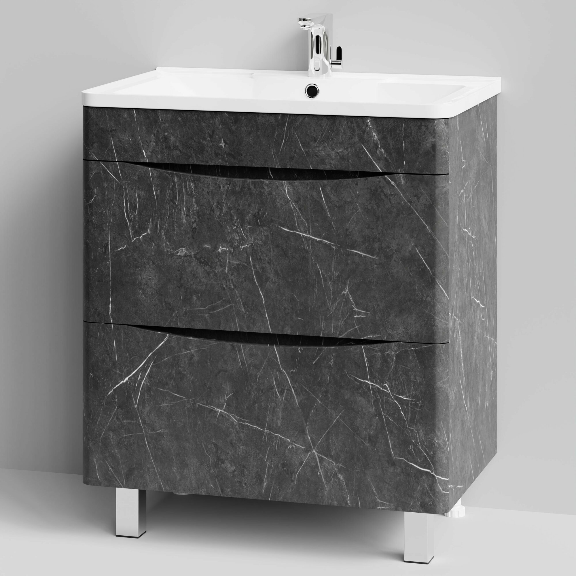 фото Тумба Adel 70 напольный с раковиной Madera, мрамор графит