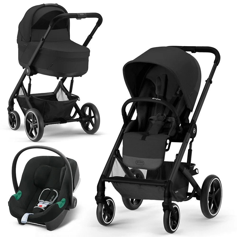 Коляска 3в1 Cybex Balios S Lux 2023 Moon Black с адаптером и дождевиком