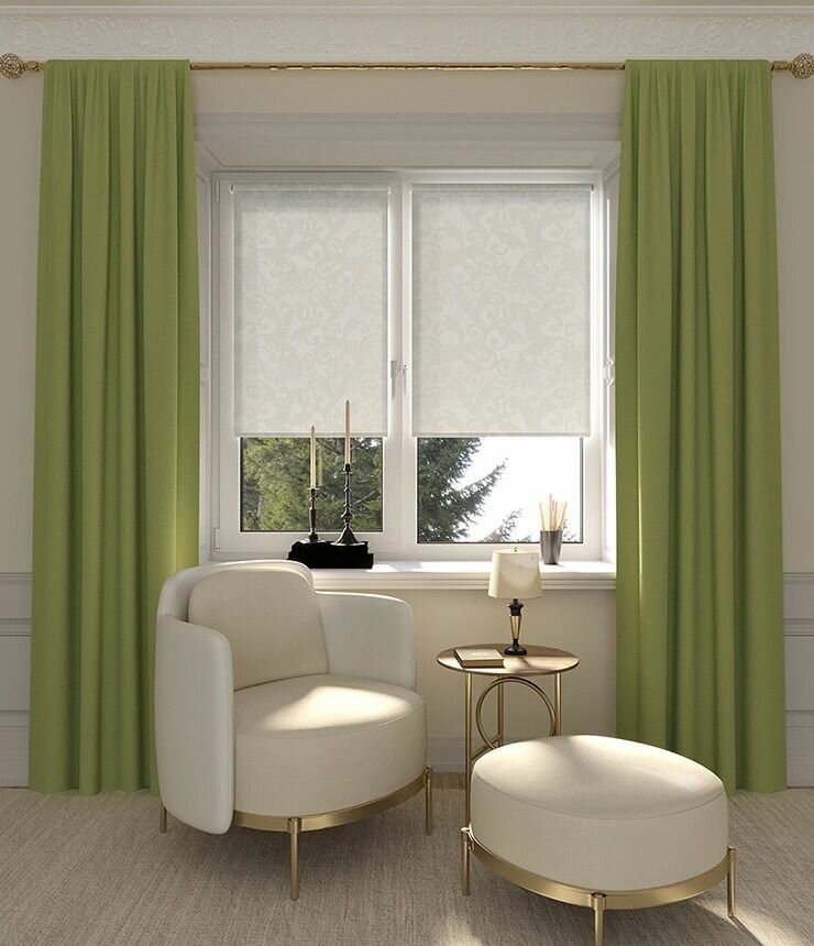 Рулонная штора на окно Севилия 42.5х175 см, фисташка. Рулонные жалюзи для комнаты, спальни, кухни, детской, гостинной.