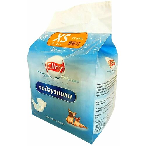 Подгузники для животных Cliny XS 2-4кг 11шт 3 уп