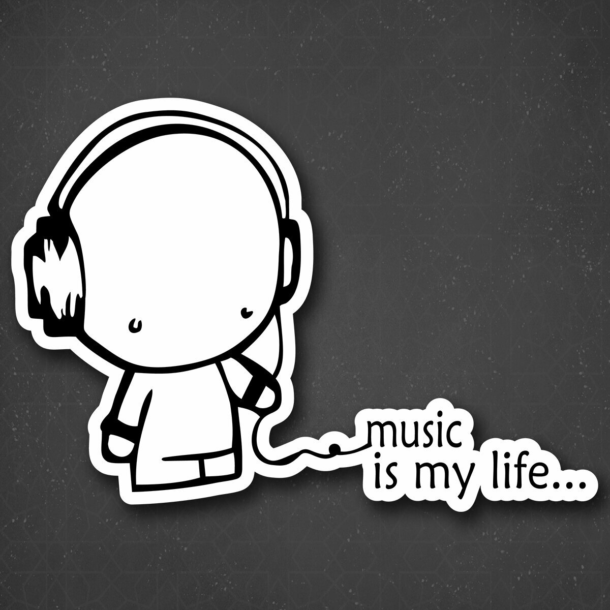 Наклейка на авто "Music is my life - Музыка моей жизни" 24x16 см