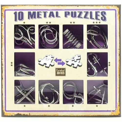 Металлические головоломки 10A Для взрослых и детей / Развивающая игра / Серебристая